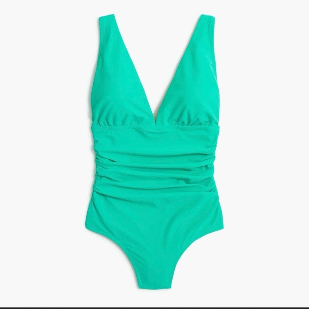 J. Crew v-neck ruched one-piece swimsuit Size Medium Exc. Preloved Condition